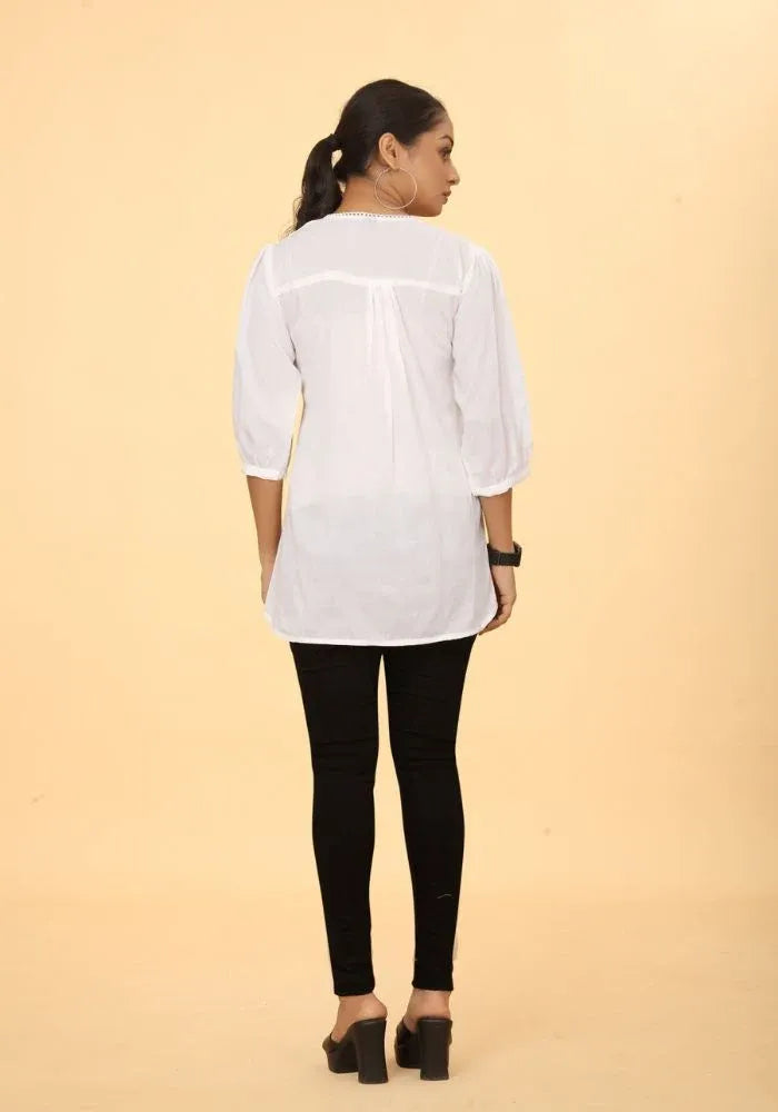 White Half Sleeve Top