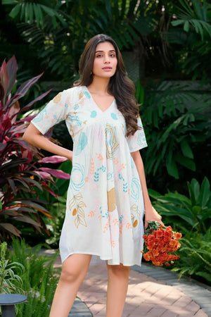 White V-neck Dress