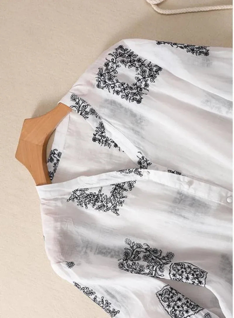 White V-neck Top