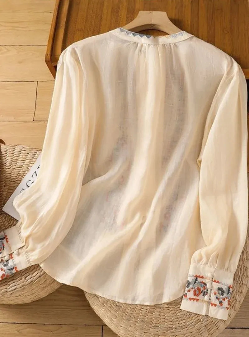 Women Floral Cream Top