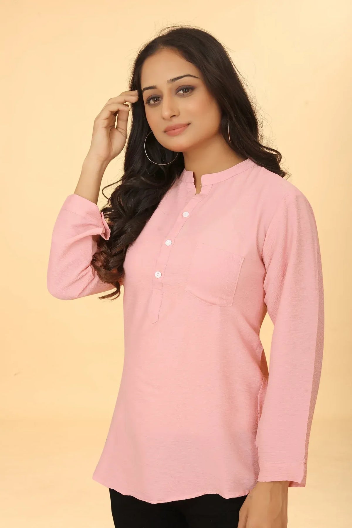 Women Pink Cotton Tunic